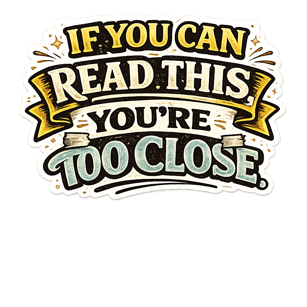 If You Can Read This You're Too Close Sticker
