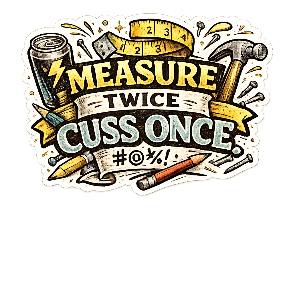 Measure Twice, Cuss Once Sticker