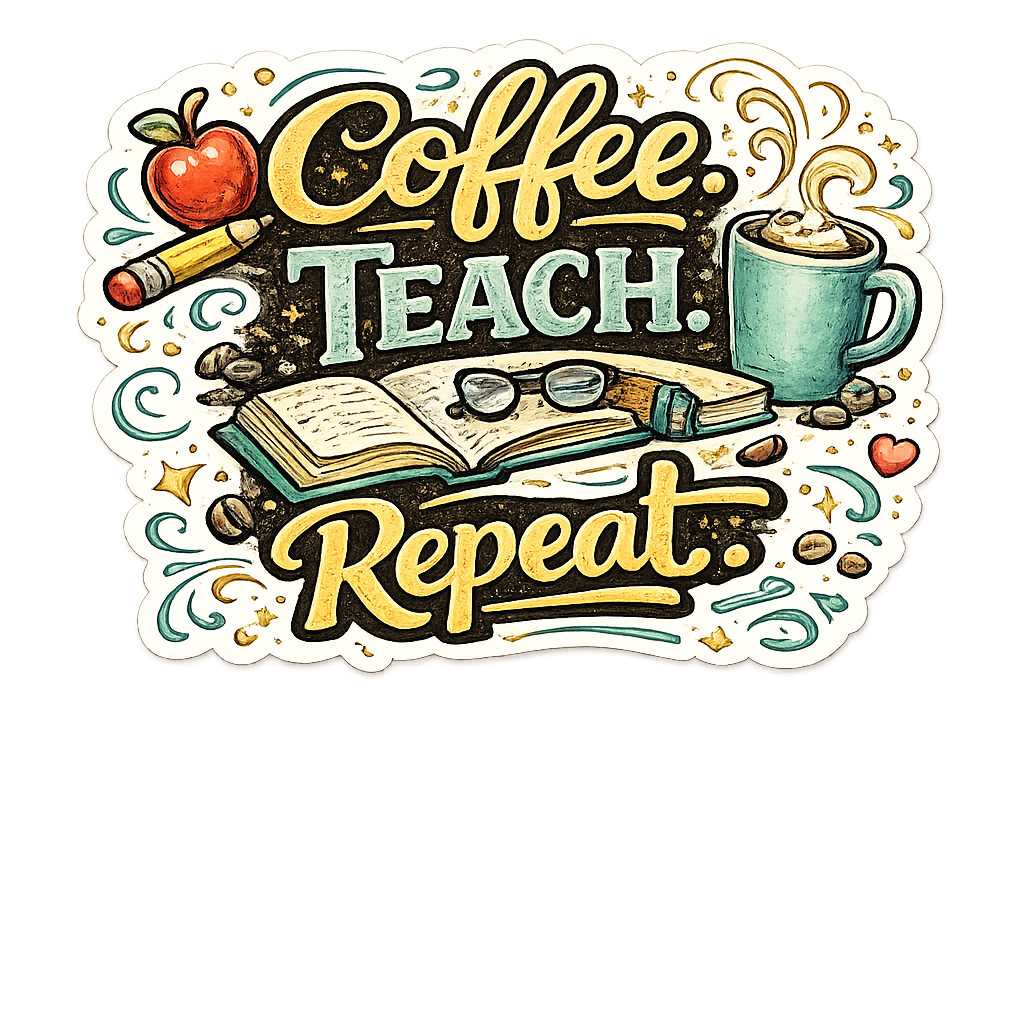 Coffee. Teach. Repeat. Sticker