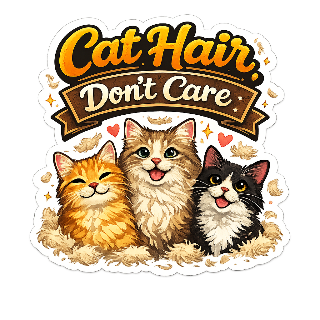 Cat Hair Don't Care Sticker