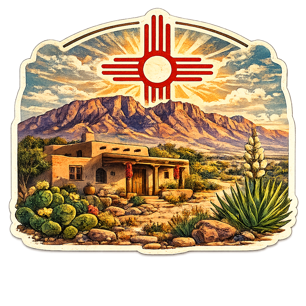 New Mexico Adobe Sunset Sticker