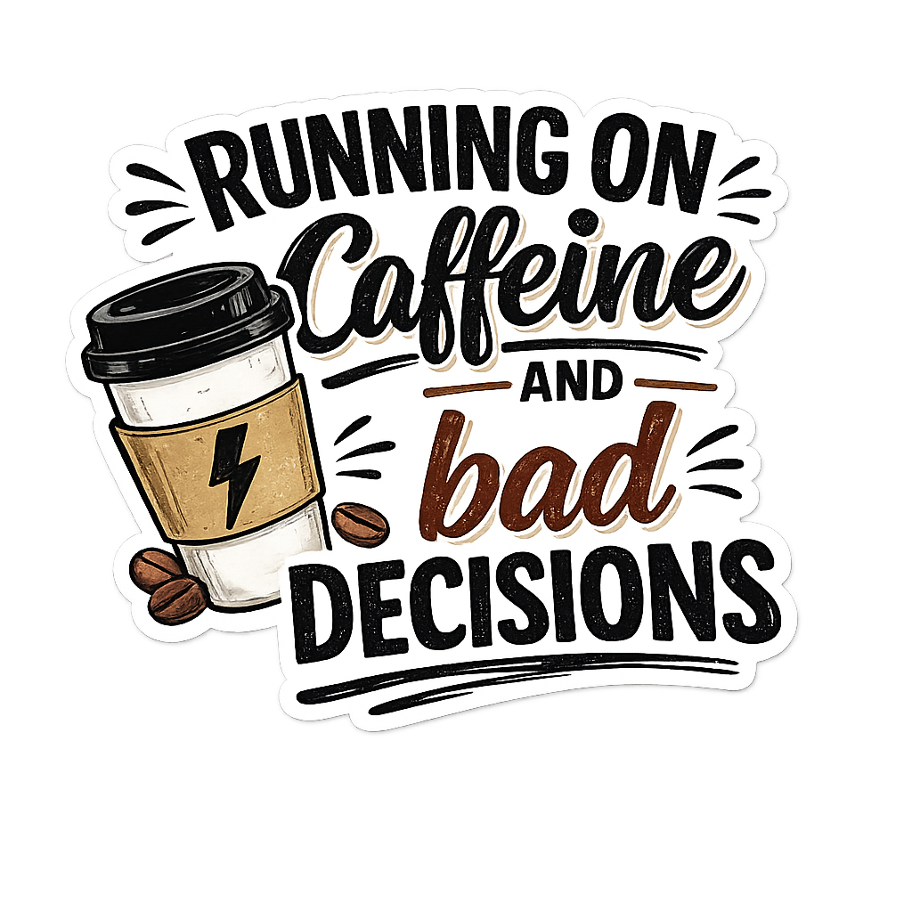 Running on Caffeine and Bad Decisions Sticker
